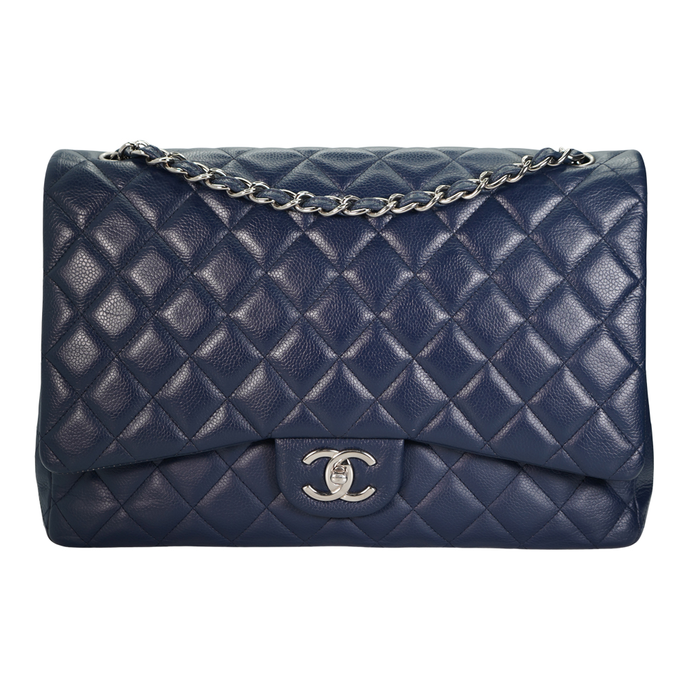 Chanel Caviar Maxi Double Flap Navy Luxury In Reach