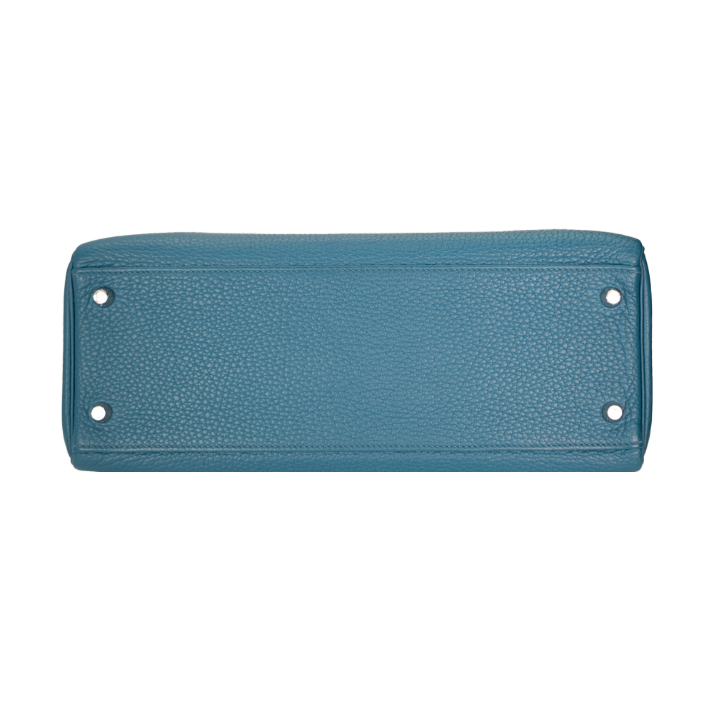 Hermes Clemence 32cm Kelly Bag Bleu Izmir - Luxury In Reach