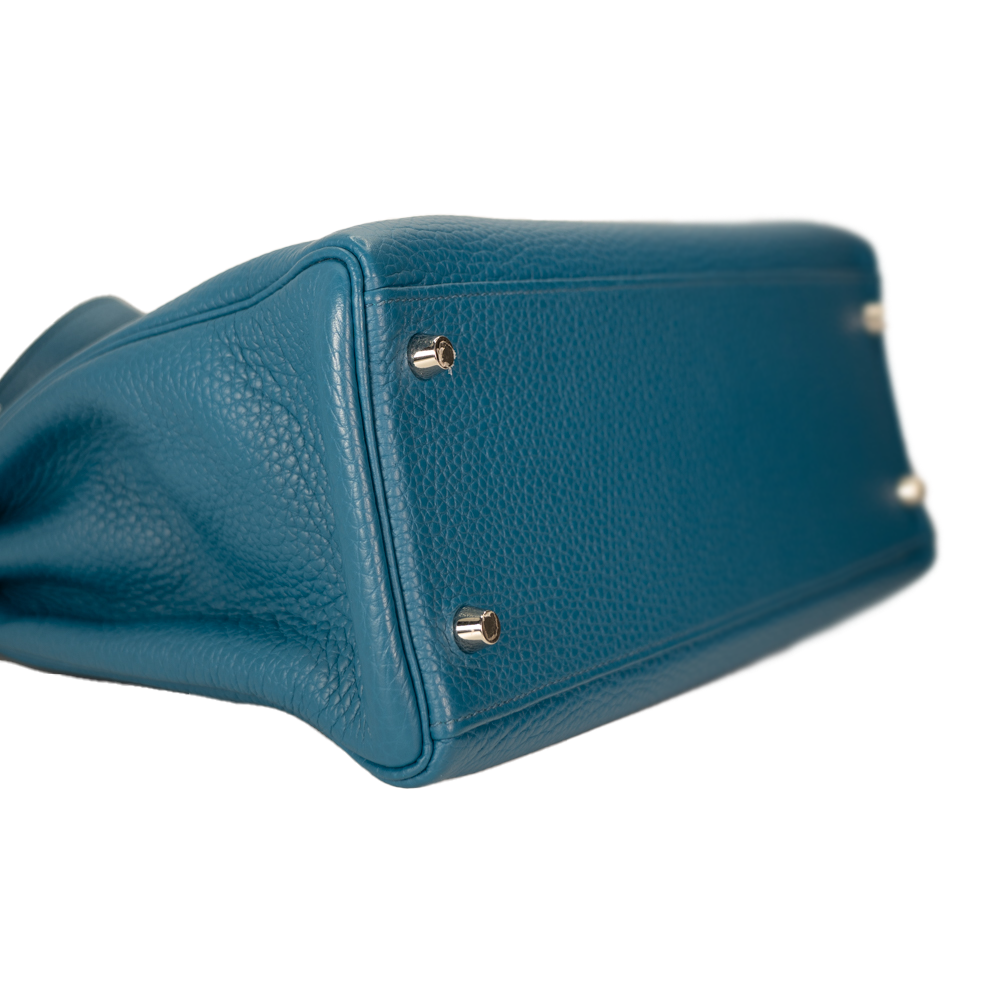 Hermes Clemence 32cm Kelly Bag Bleu Izmir - Luxury In Reach