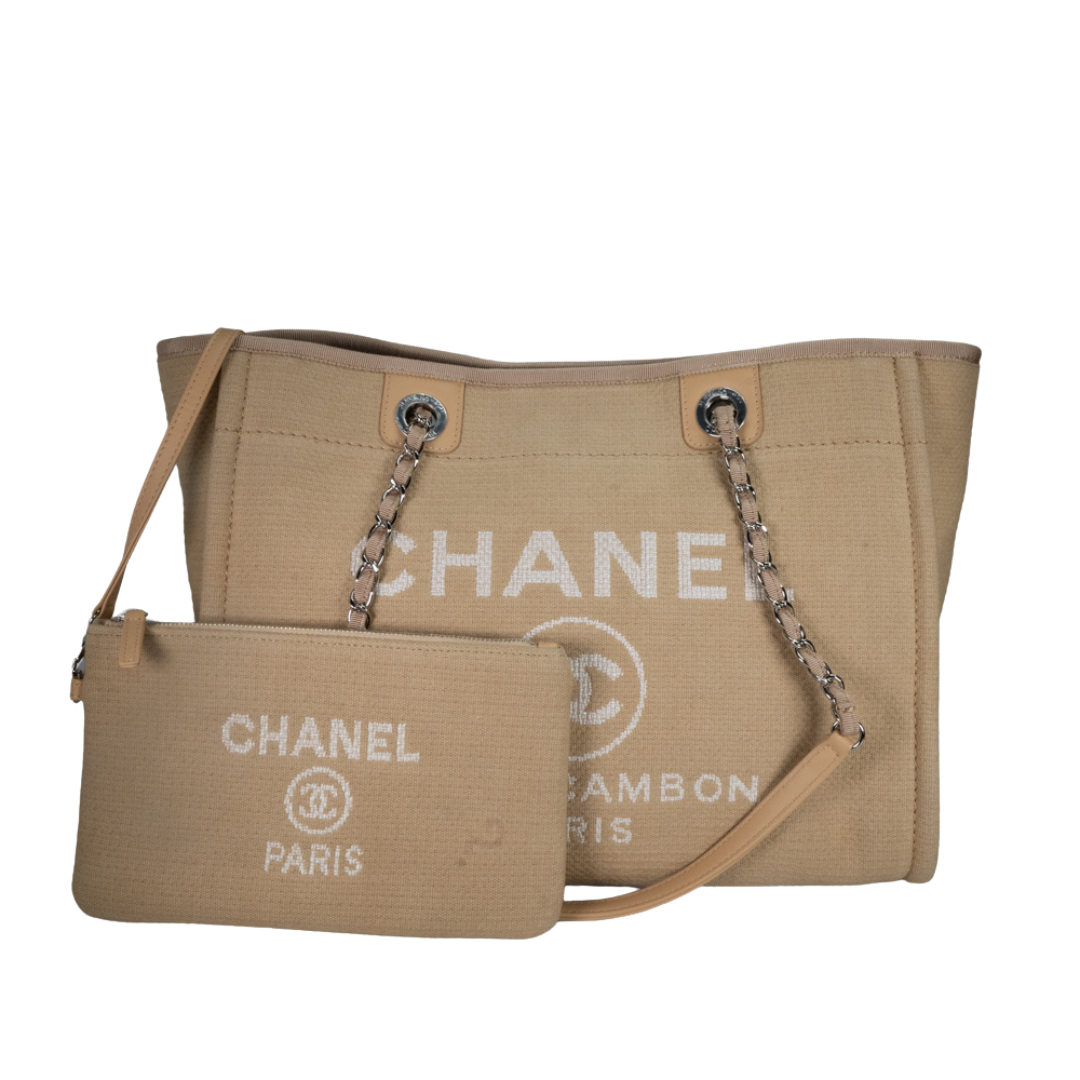 【CHANEL】Chanel Deauville Tote★シャネル【ランク:A】 Chanel Large Black Leather Calfskin and Tweed Deauville Tote