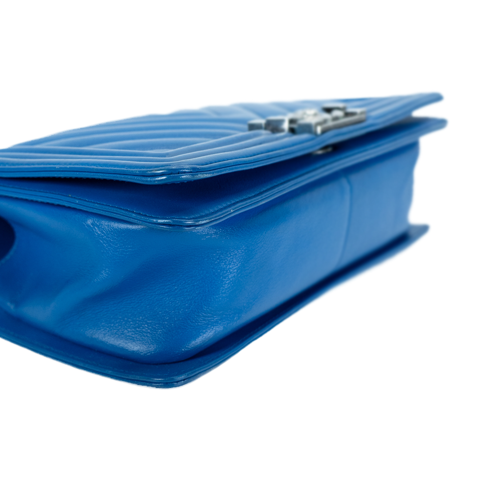 Chanel Lambskin Boy Flap Bag Medium Blue - Luxury In Reach