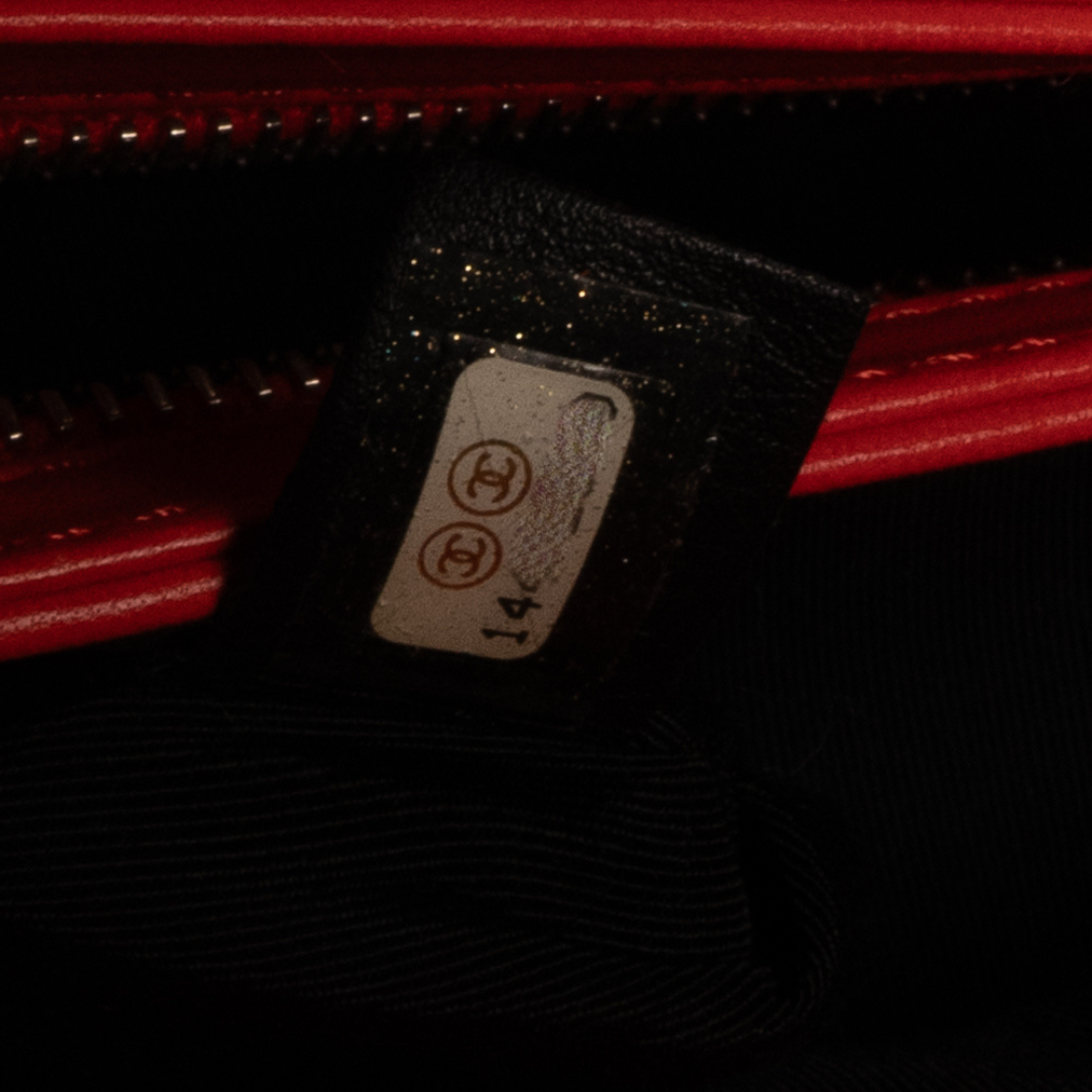 Chanel Woven Stitch Patent Just Mademoiselle Bag Medium Red