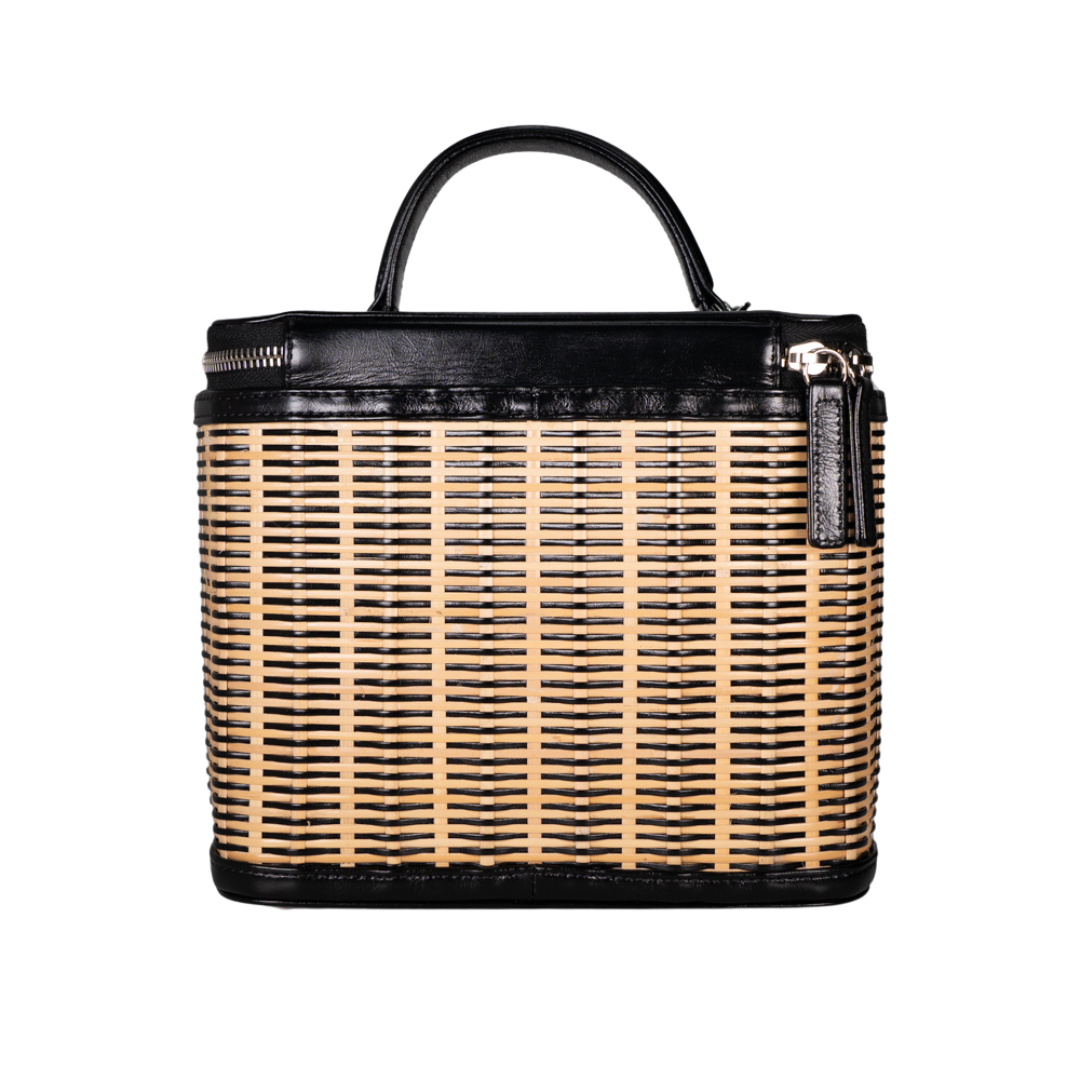 【新品】Raffia Effect Crystal Vanity Bag 黒 Raffia Effect Crystal Vanity Bag