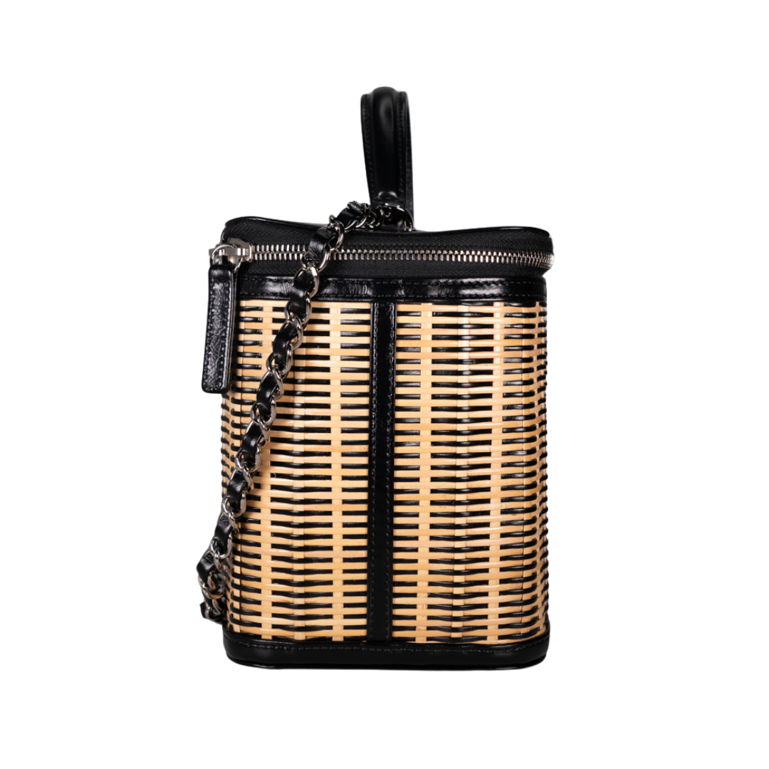 【新品】Raffia Effect Crystal Vanity Bag 黒 Raffia Effect Crystal Vanity Bag
