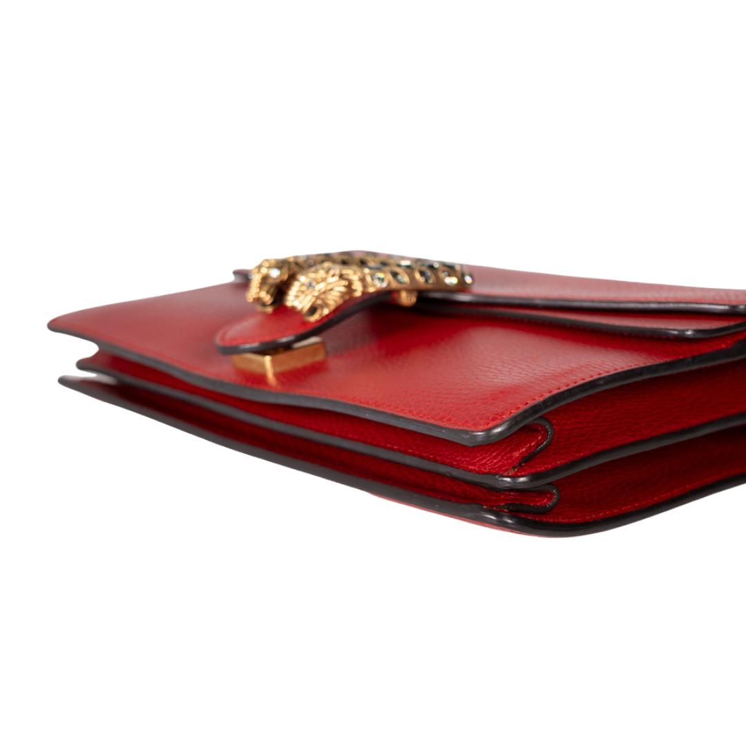 GUCCI Pebbled Calfskin Dionysus Medium Red - Luxury In Reach