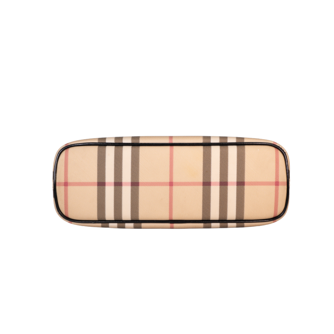 Burberry Nova Check Canvas Flap Shoulder Small Beige