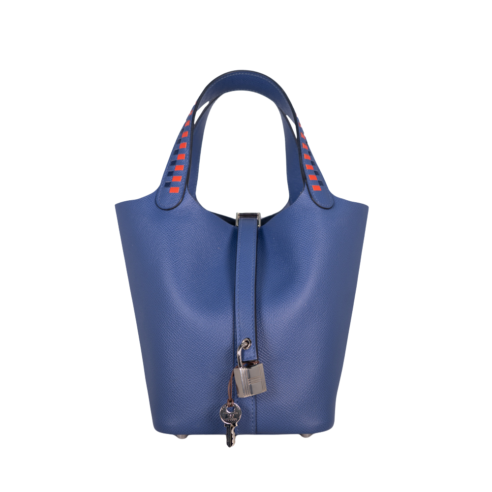 レア【HERMES】デニムブルー レザー PICOTIN LOCK ハンドバッグ ブルー（青）系 HERMES Picotin Lock(エルメス ピコタンロック