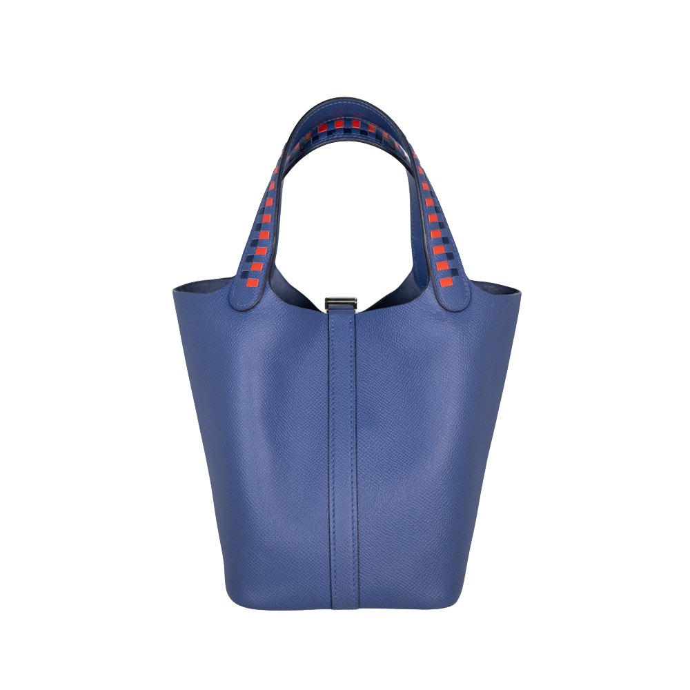 希少【HERMES】ブルー レザー PICOTIN LOCK ハンドバッグ Very Good ( Rank A) HERMÈS Picotin Lock MM Bleu Zanzibar (B3