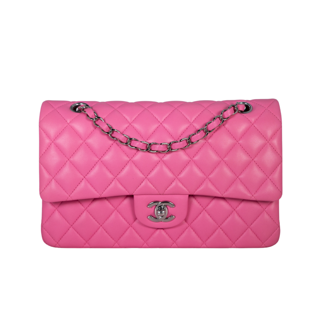 Chanel Quilted Lambskin Classic Double Flap Medium Bubblegum Pink