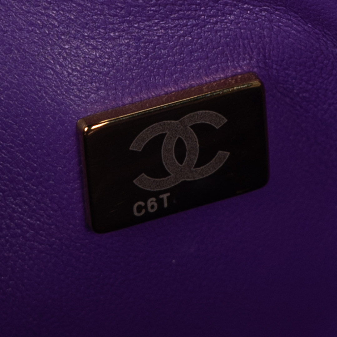 美品 CHANEL パープル ラバーミニトートバッグ