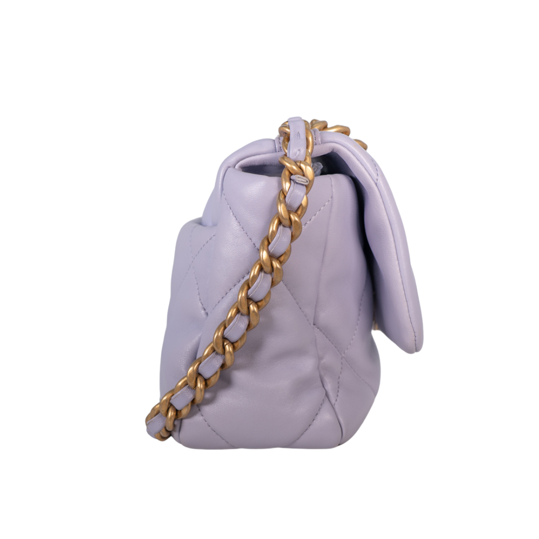 Chanel Quilted Lambskin 19 Flap Small Lilac Luxury In Reach