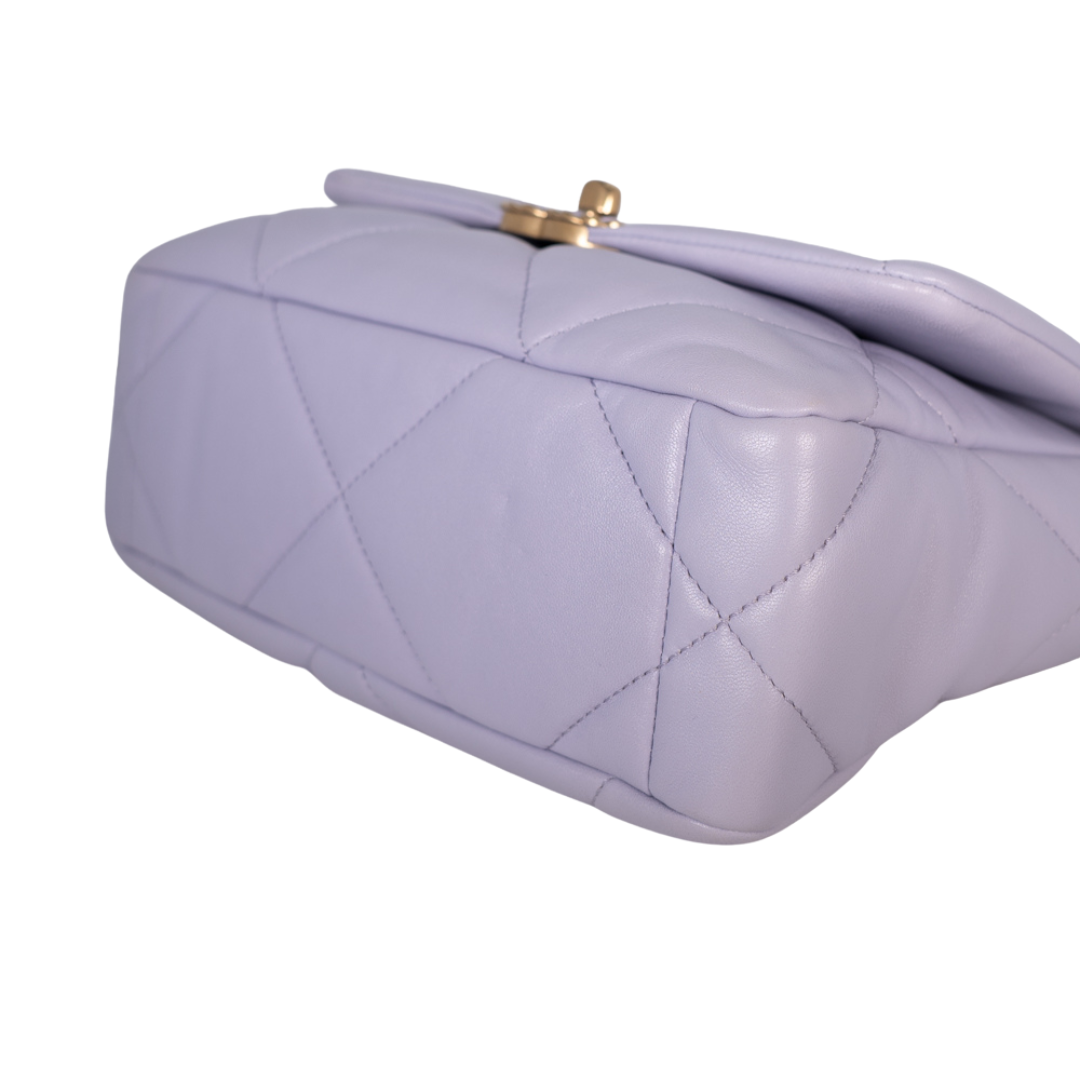 Chanel Quilted Lambskin 19 Flap Small Lilac Luxury In Reach