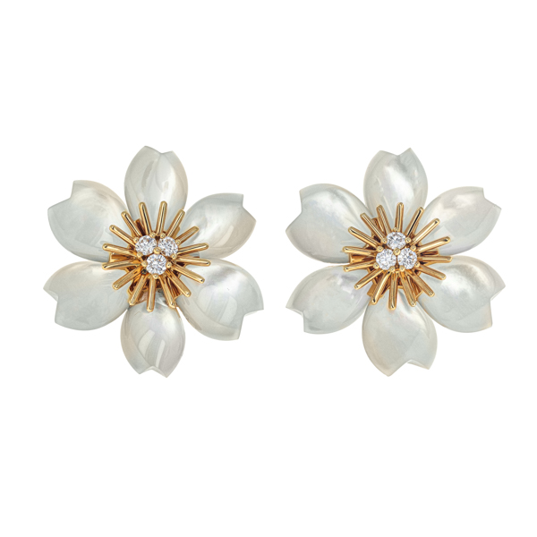 Estate Van Cleef Arpels Rose de Noel Earrings Luxury In Reach