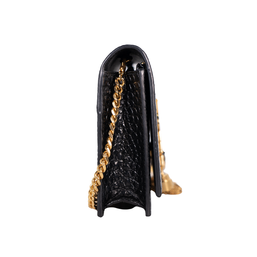 Saint Laurent Crocodile Embossed Calfskin Classic Monogram Tassel