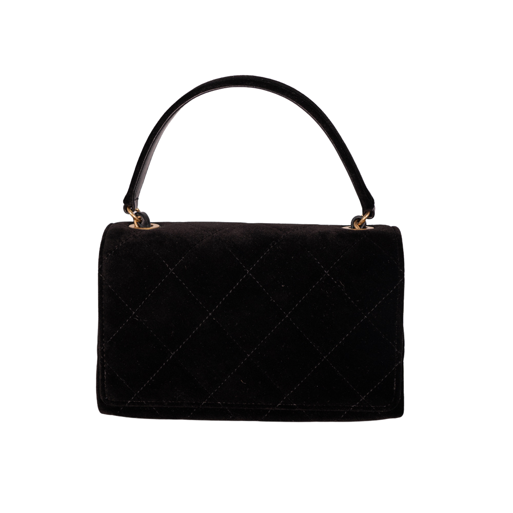 Chanel Quilted Velvet with Crystals Diamond Lock CC Flap