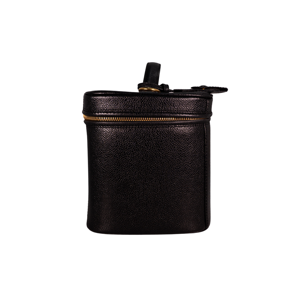【CHANEL】Vintage black cavier vanity case★ショルダーバッグ CHANEL Vintage Black CC Box Vanity Case with Shoulder Strap